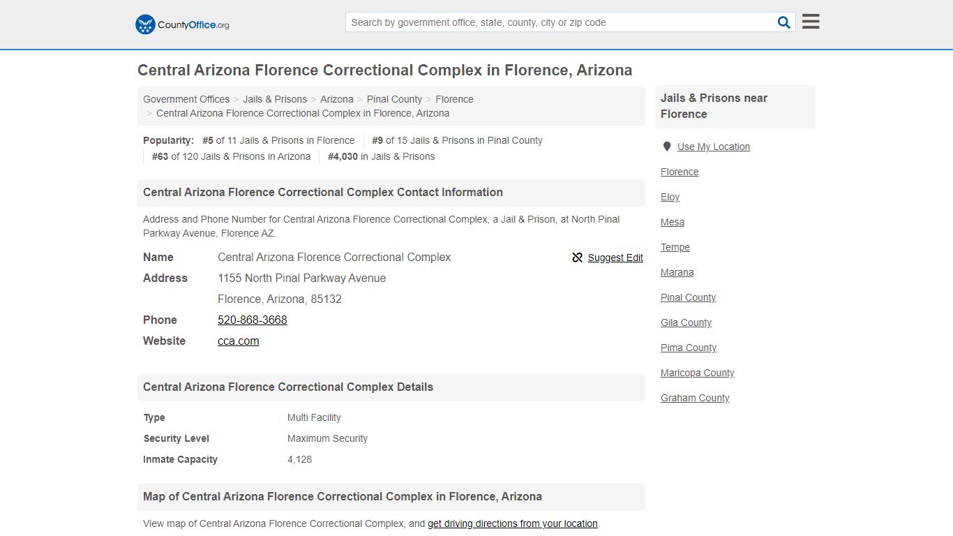 Central Arizona Florence Correctional Complex - Florence ...